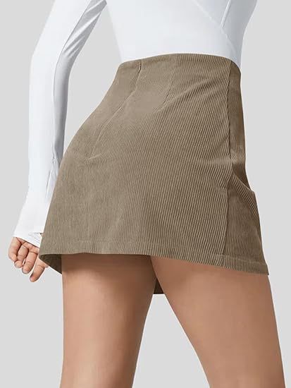 Corduroy mini skirt with high waist