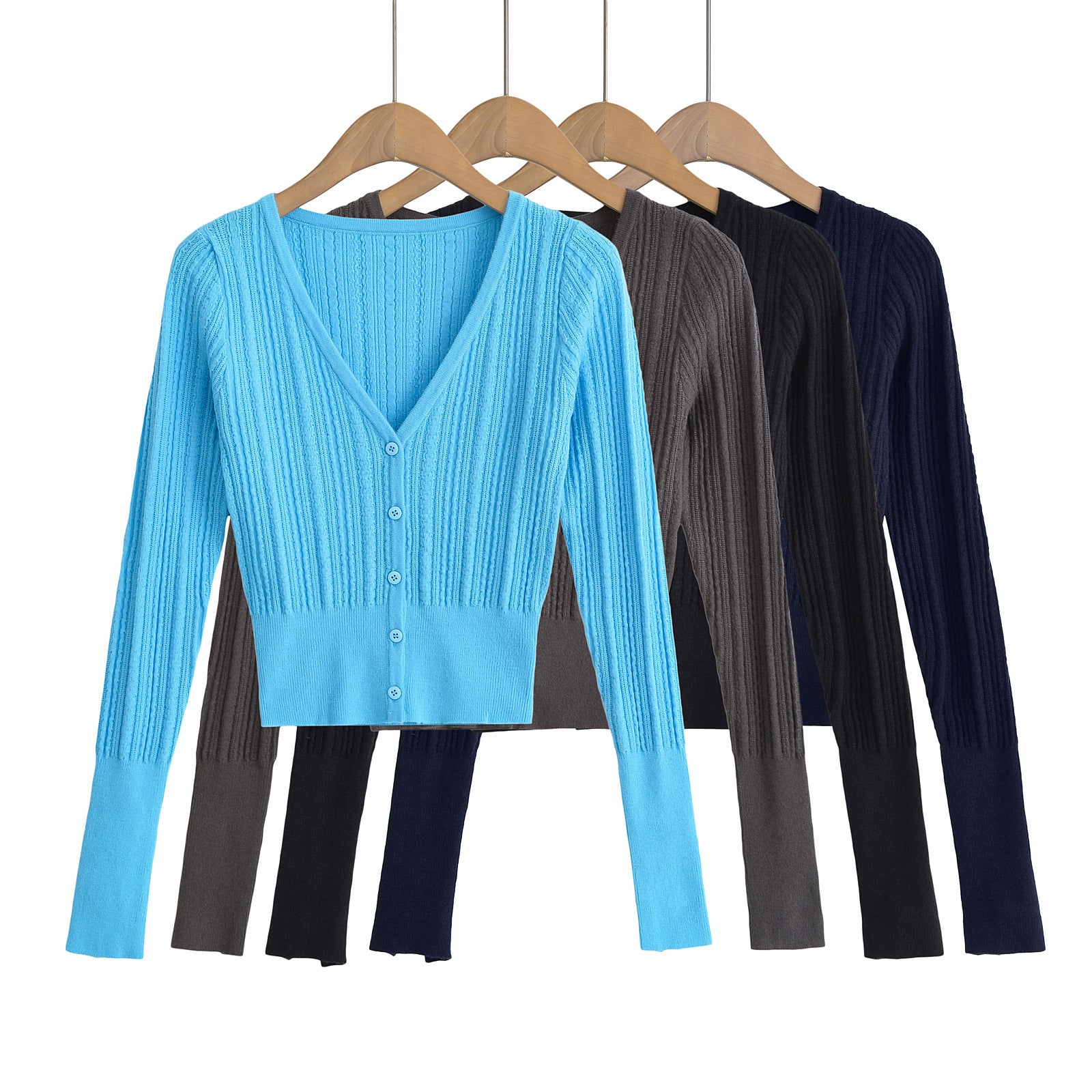 V-neck slim fit long sleeved top
