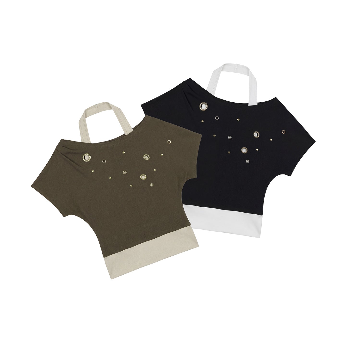 Shoulder Short Sleeve T-Shirt Women Y2K  Personality Off-Shoulder Neckline False Two-Piece Top