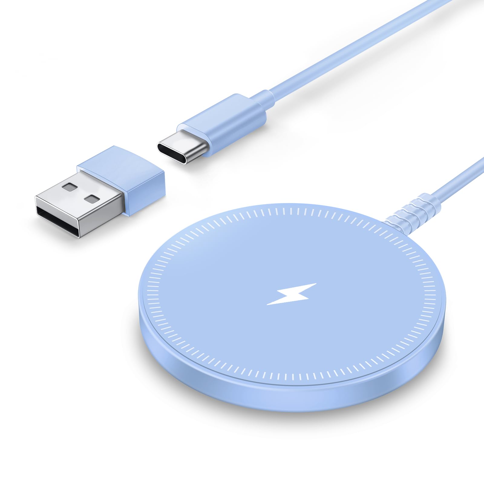 Magnetic Wireless Magsafe Charger iPhone: Charging Pad for iPhone 17/16/15/14/13/12 Series & AirPods Pro 4-2, Strong Magnet, Dual Ports, Case-Friendly, Lightweight for Travel Home Office Desk