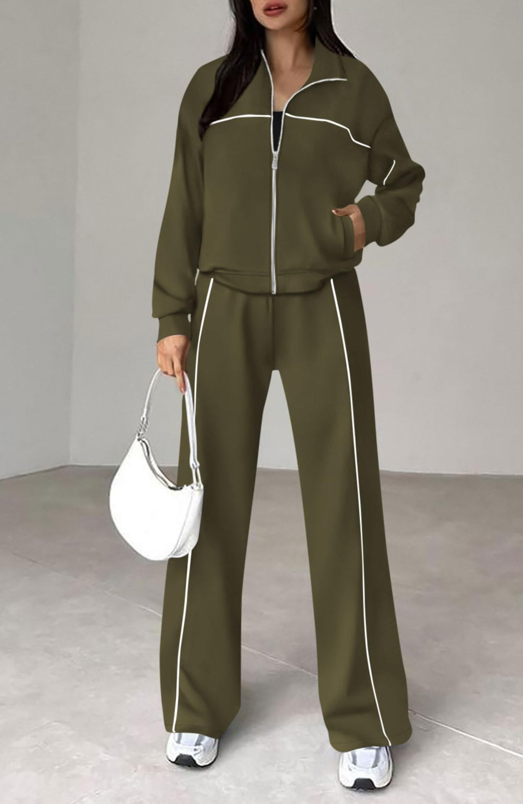 BTFBM Women's Two Piece Tracksuit Spring 2026 Long Sleeve Zip Up Sweatshirt Long Pants Outfits Jogger Sweatsuit Sets