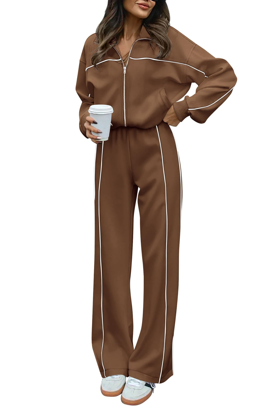 BTFBM Women's Two Piece Tracksuit Spring 2026 Long Sleeve Zip Up Sweatshirt Long Pants Outfits Jogger Sweatsuit Sets