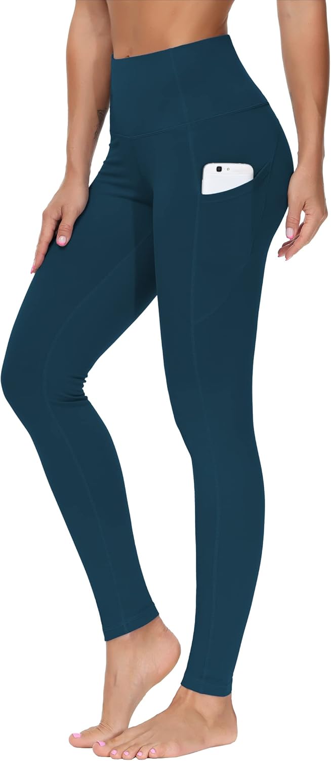 THE GYM PEOPLE Thick High Waist Yoga Pants with Pockets, Tummy Control Workout Running Yoga Leggings for Women