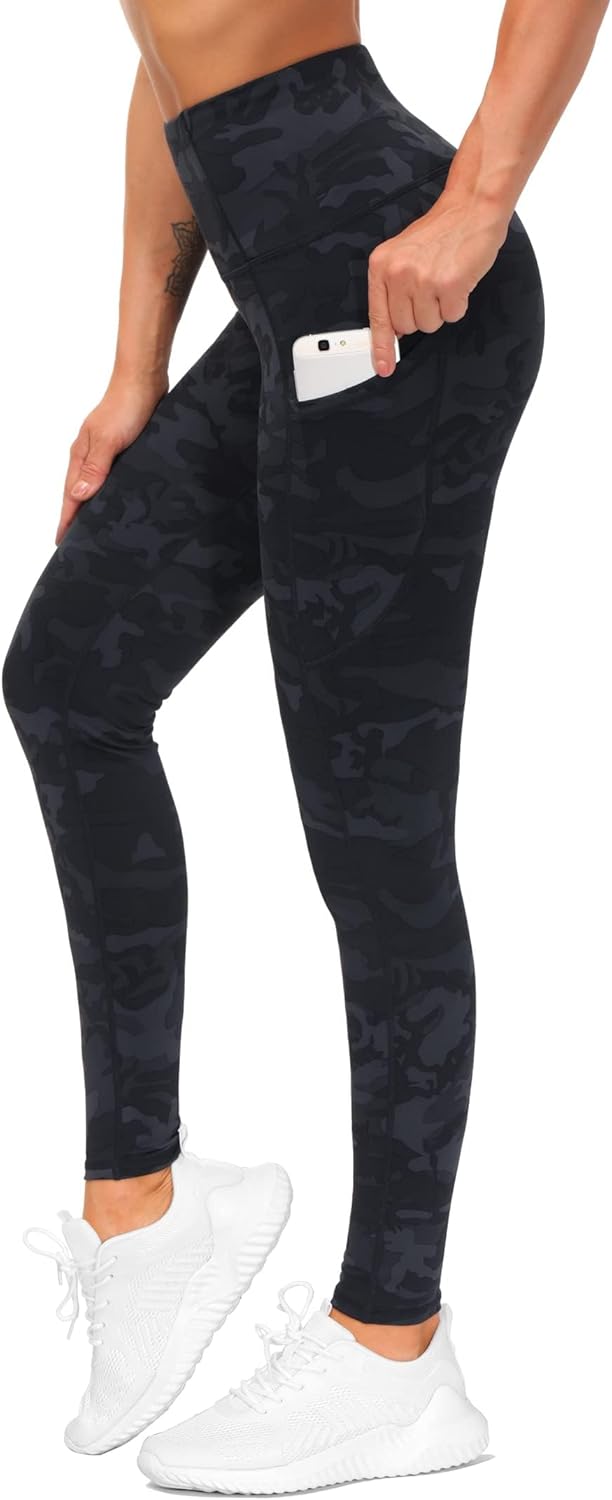 THE GYM PEOPLE Thick High Waist Yoga Pants with Pockets, Tummy Control Workout Running Yoga Leggings for Women