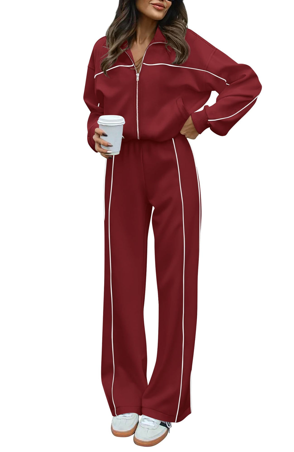 BTFBM Women's Two Piece Tracksuit Spring 2026 Long Sleeve Zip Up Sweatshirt Long Pants Outfits Jogger Sweatsuit Sets
