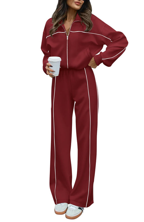 BTFBM Women's Two Piece Tracksuit Spring 2026 Long Sleeve Zip Up Sweatshirt Long Pants Outfits Jogger Sweatsuit Sets