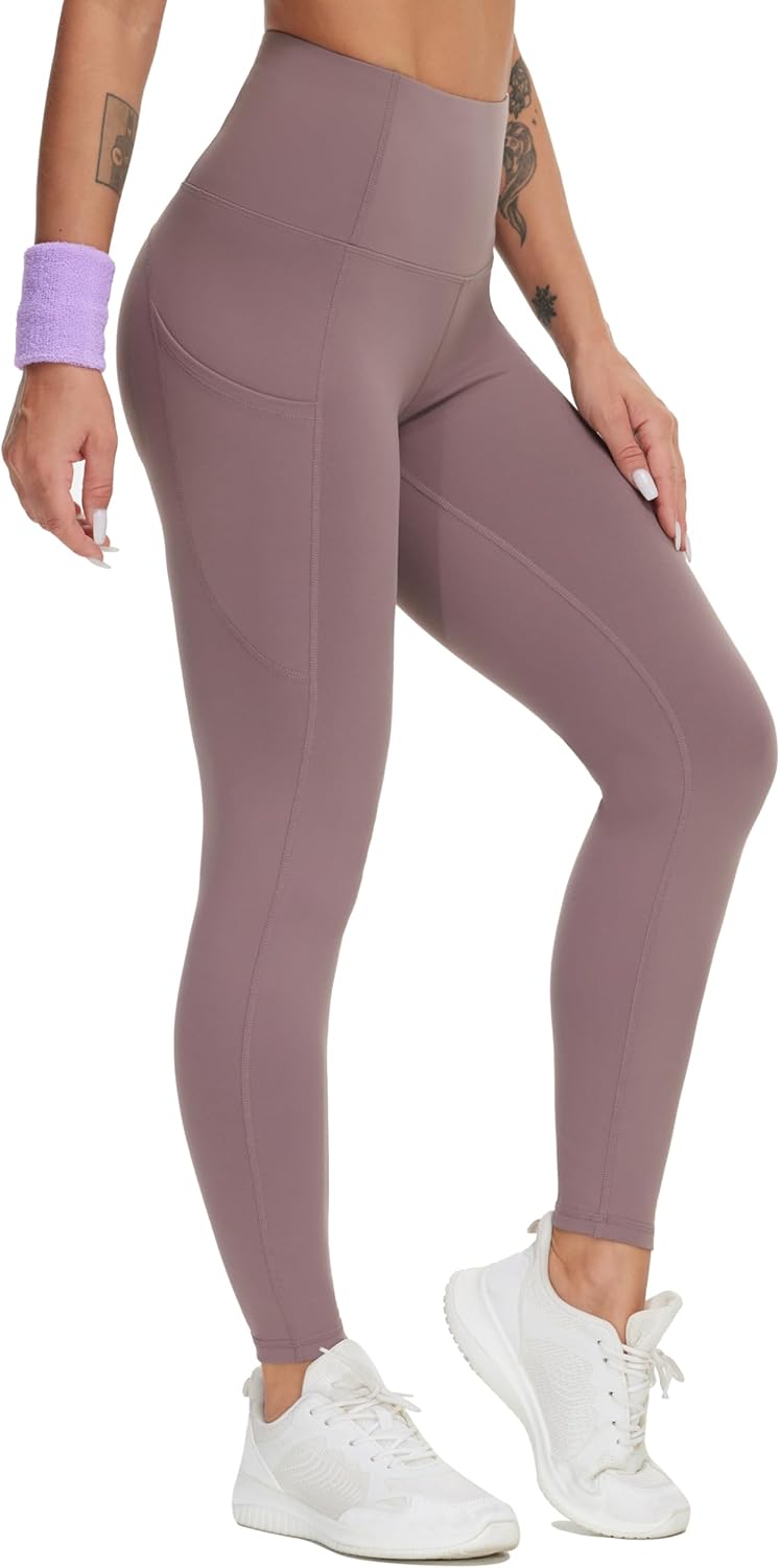 THE GYM PEOPLE Thick High Waist Yoga Pants with Pockets, Tummy Control Workout Running Yoga Leggings for Women