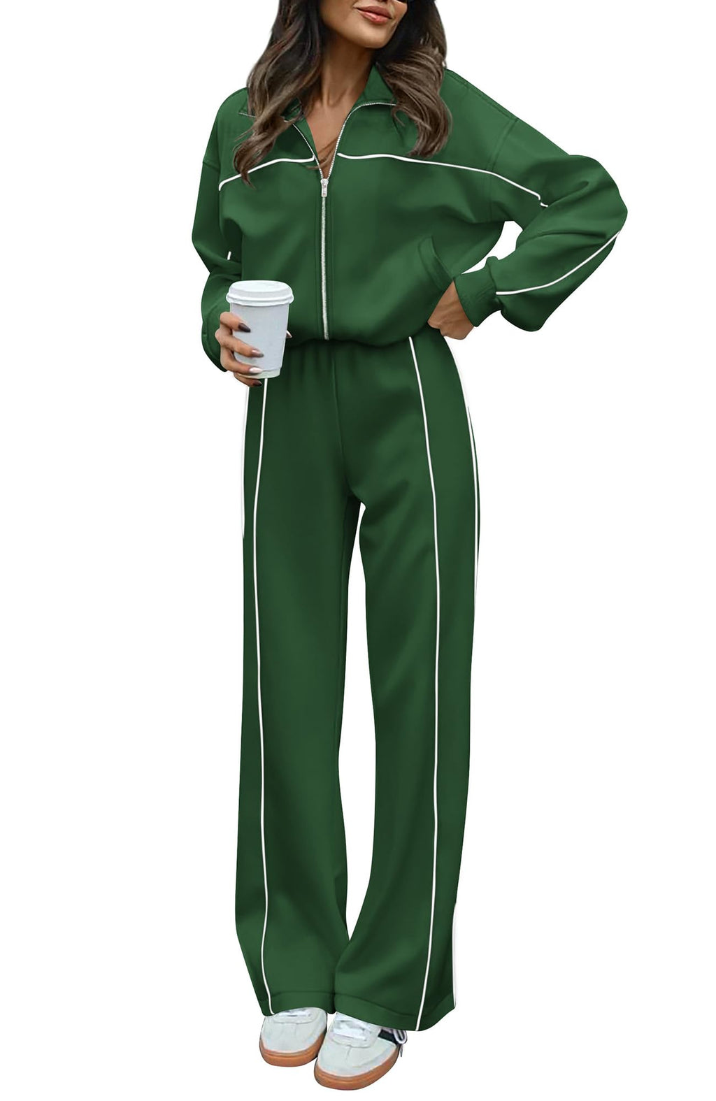 BTFBM Women's Two Piece Tracksuit Spring 2026 Long Sleeve Zip Up Sweatshirt Long Pants Outfits Jogger Sweatsuit Sets