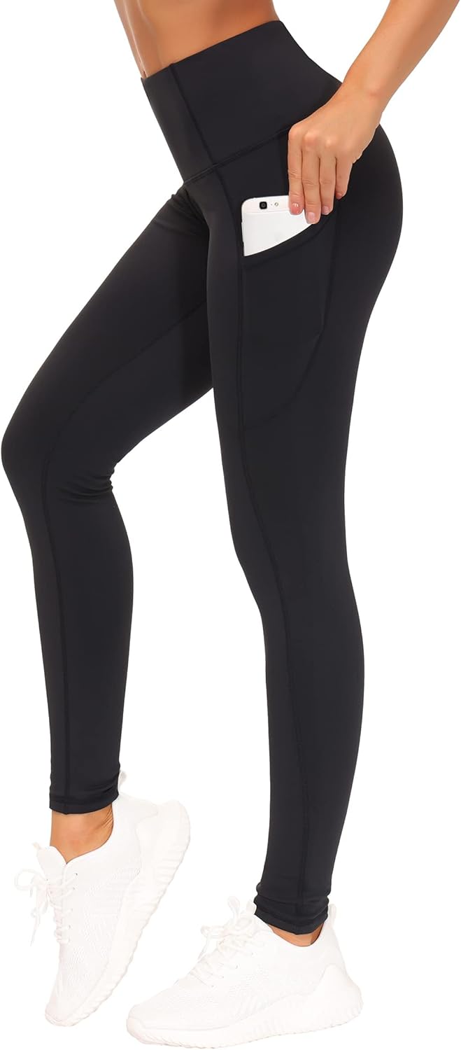 THE GYM PEOPLE Thick High Waist Yoga Pants with Pockets, Tummy Control Workout Running Yoga Leggings for Women