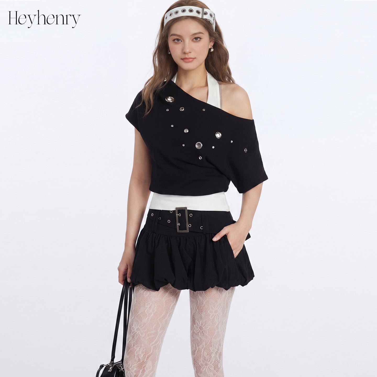 Shoulder Short Sleeve T-Shirt Women Y2K  Personality Off-Shoulder Neckline False Two-Piece Top