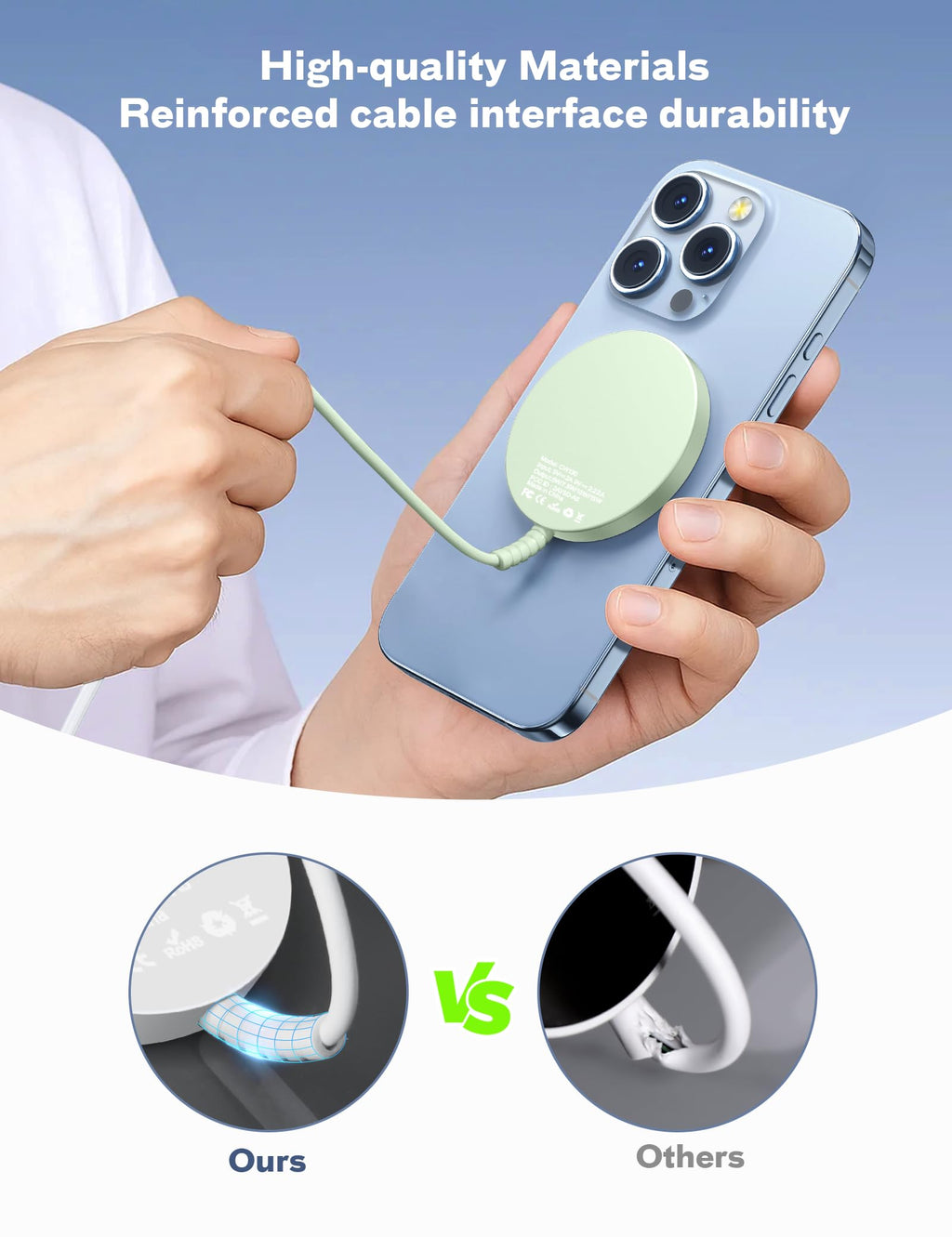 Magnetic Wireless Magsafe Charger iPhone: Charging Pad for iPhone 17/16/15/14/13/12 Series & AirPods Pro 4-2, Strong Magnet, Dual Ports, Case-Friendly, Lightweight for Travel Home Office Desk