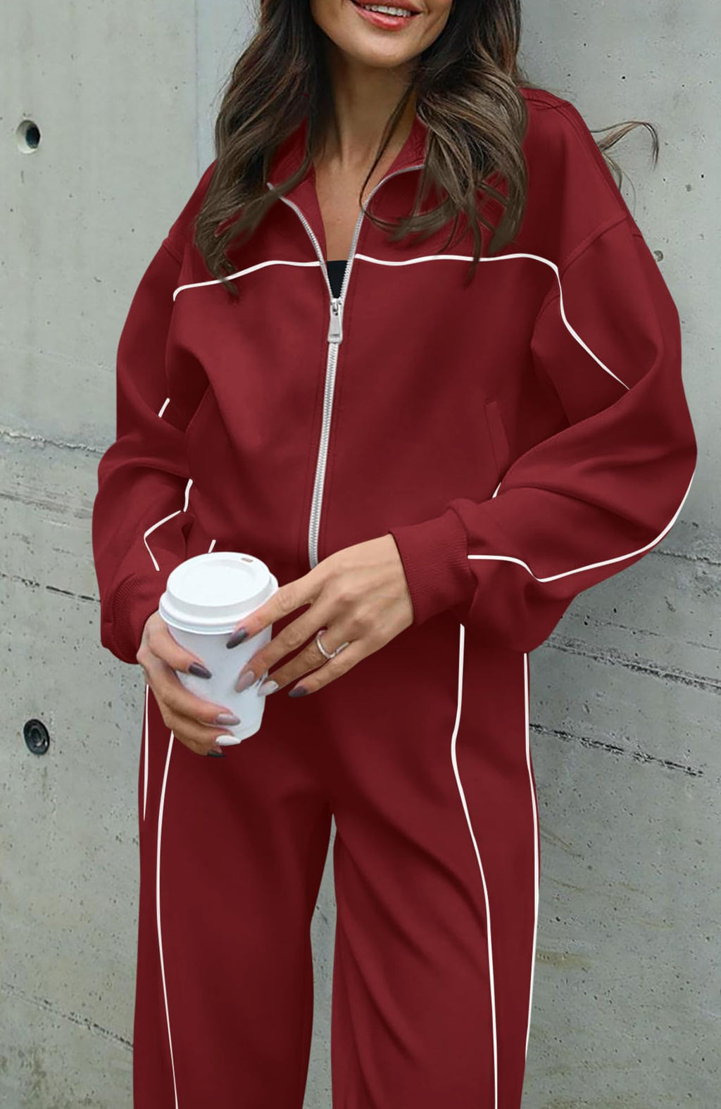 BTFBM Women's Two Piece Tracksuit Spring 2026 Long Sleeve Zip Up Sweatshirt Long Pants Outfits Jogger Sweatsuit Sets