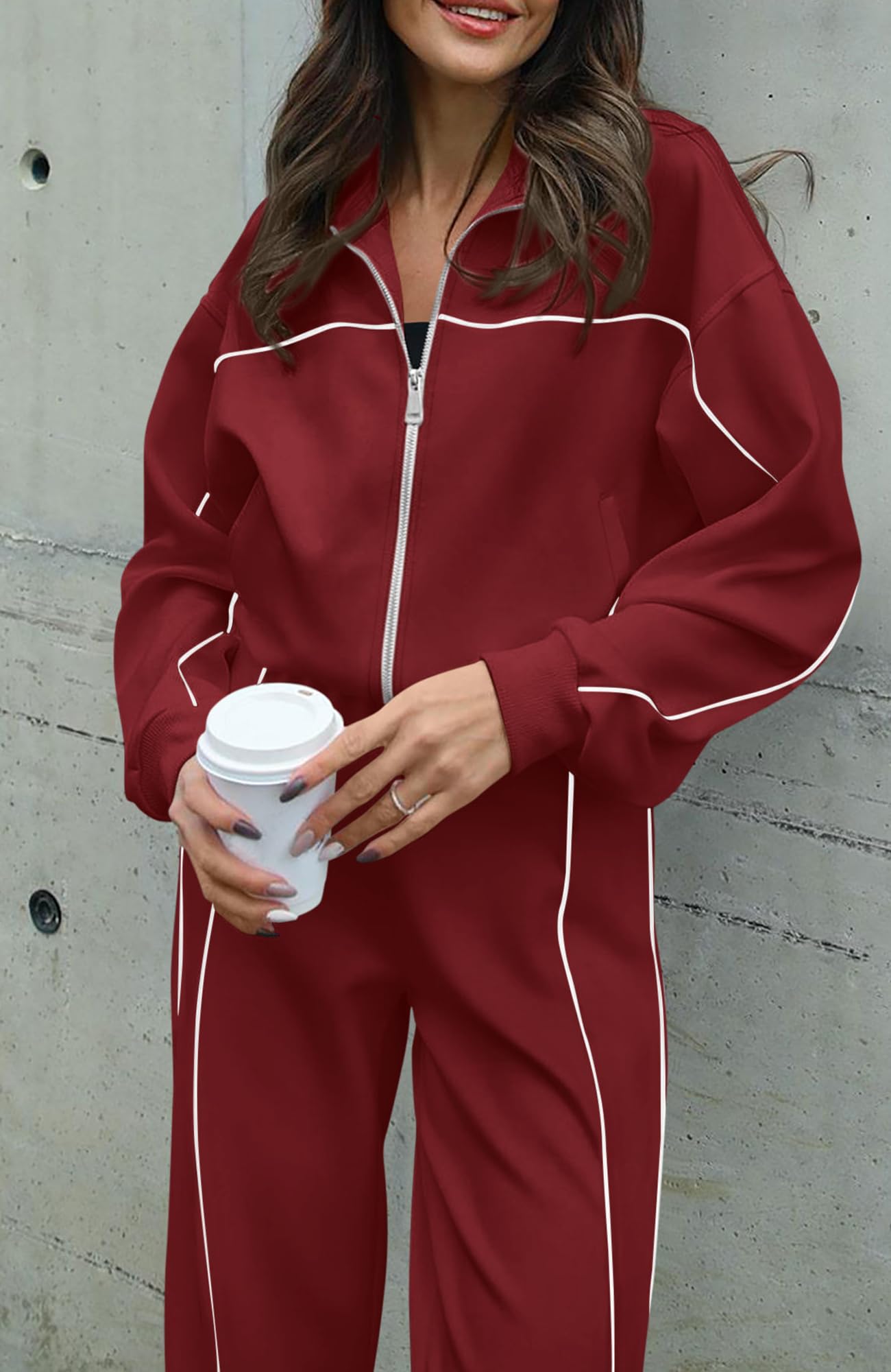 BTFBM Women's Two Piece Tracksuit Spring 2026 Long Sleeve Zip Up Sweatshirt Long Pants Outfits Jogger Sweatsuit Sets