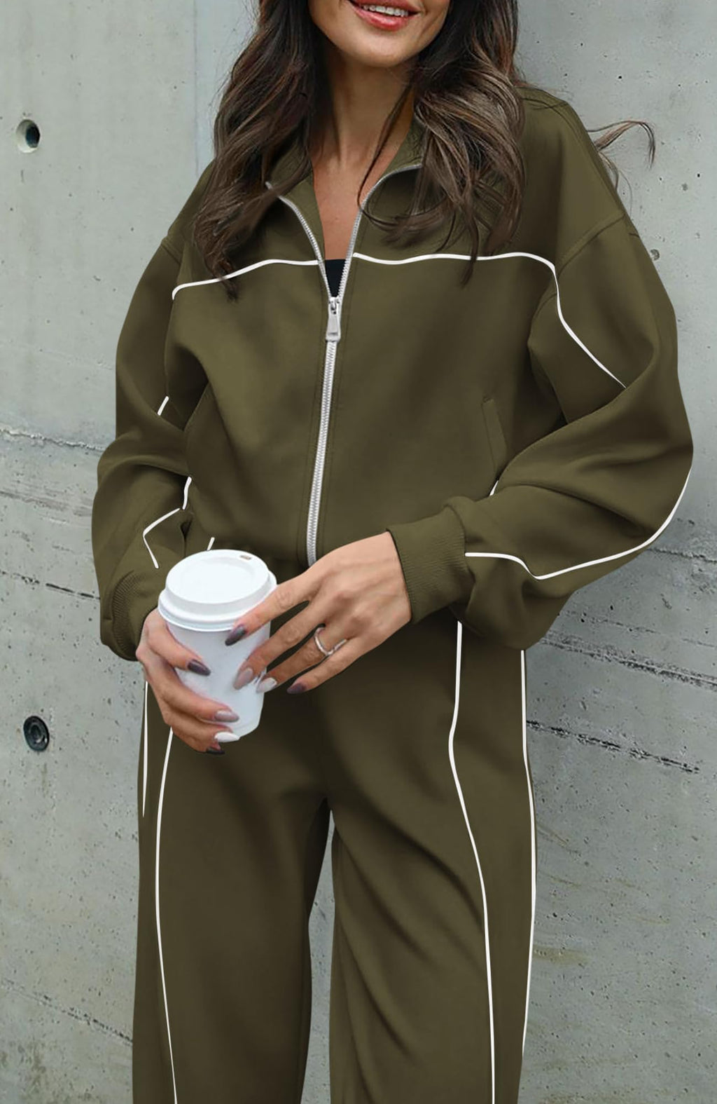 BTFBM Women's Two Piece Tracksuit Spring 2026 Long Sleeve Zip Up Sweatshirt Long Pants Outfits Jogger Sweatsuit Sets