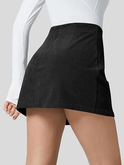 Corduroy mini skirt with high waist