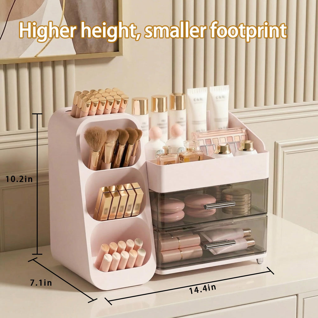 Large Capacity Makeup Organizer Countertop with Makeup Brush Holder for Vanity, Thickened Material, Bathroom Countertop Organizer Skin Care Perfumes Storage, Teen Girl Gifts for 12-23 Year（white）