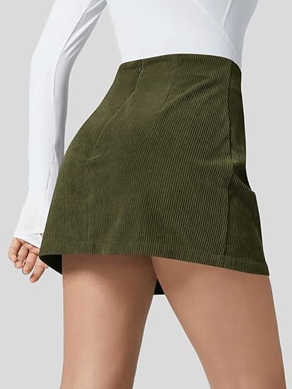 Corduroy mini skirt with high waist