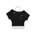 Shoulder Short Sleeve T-Shirt Women Y2K  Personality Off-Shoulder Neckline False Two-Piece Top