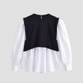 Color blocking splicing fake two-piece top